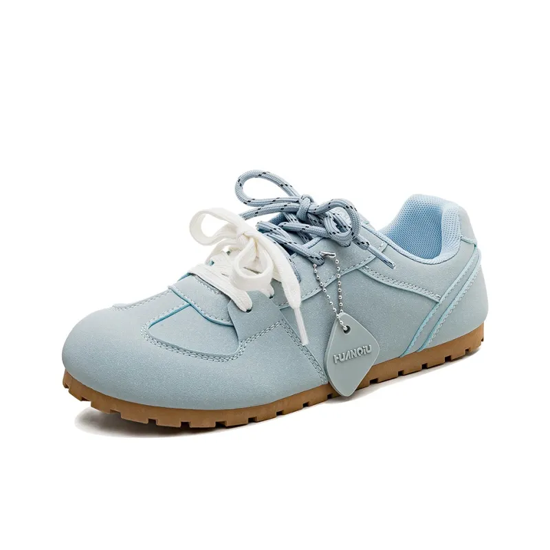 HUANQIU Slip Resistant, Abrasion Resistant, Lightweight Low Top Skateboard Shoes Women's Light Aqua Blue-1