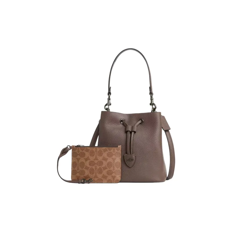 COACH Rowan Leather Handbag Trumpets Women's Dark Stone Color-1