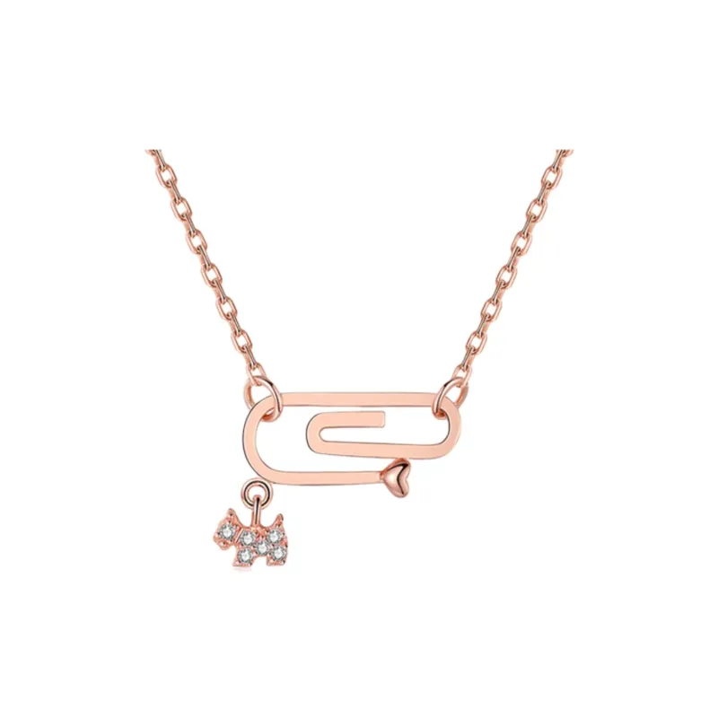 Agatha 925 Sterling Silver Necklace Collarbone Chain Women's Rose Gold-4
