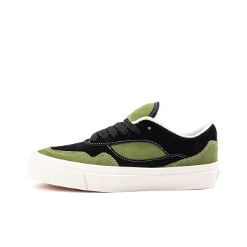 WANSWER Slip Resistant Shock Absorbers With Abrasion Resistant Properties Low Top Skateboard Shoes Unisex Black Green