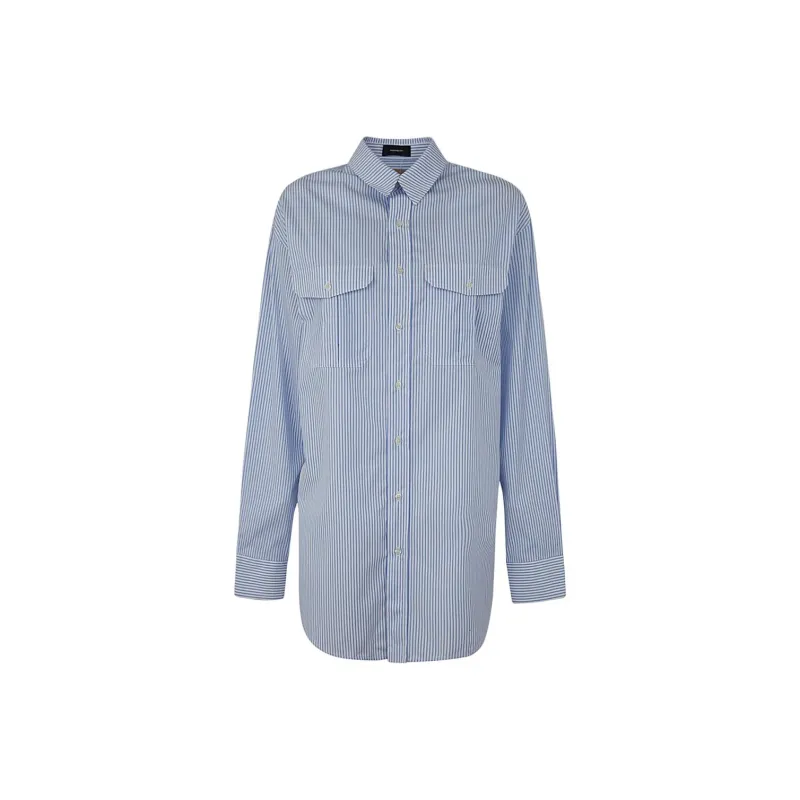 WARDROBE.NYC Striped Cotton Shirtdress-0