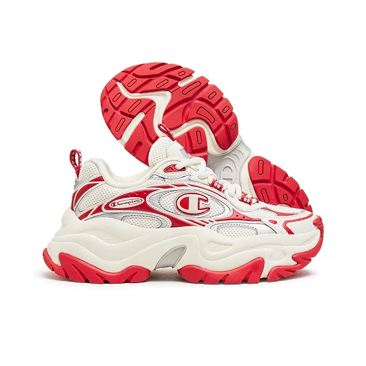 Champion Nebula Layered Balance Low Top Chunky Sneakers Women's Milk White/Aurora Red-1