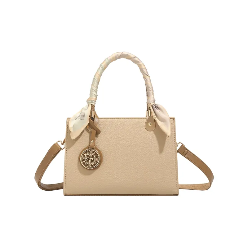 H YXIANG Microfiber Synthetic Leather One Shoulder Handbag Women's Apricot-0
