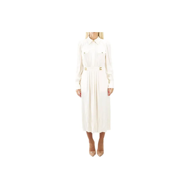 Elisabetta Franchi Long Sleeved Dresses Women's White-0