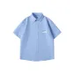 [Short-Sleeved Shirt]Light Blue (White Gradient Chest Logo)