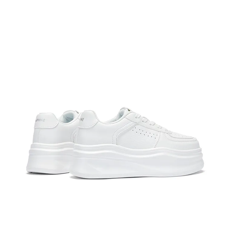 DAPHNE Height Increasing Low Top Skateboard Shoes Women's White-7