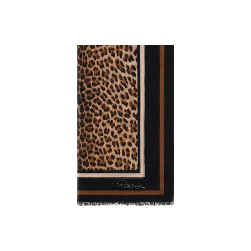 Roberto Cavalli Modal, Silk Knit Scarves Women's Brown-2