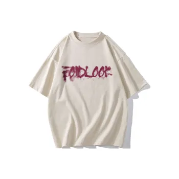FONDLOOK T-Shirts Unisex Light Beige Apricot