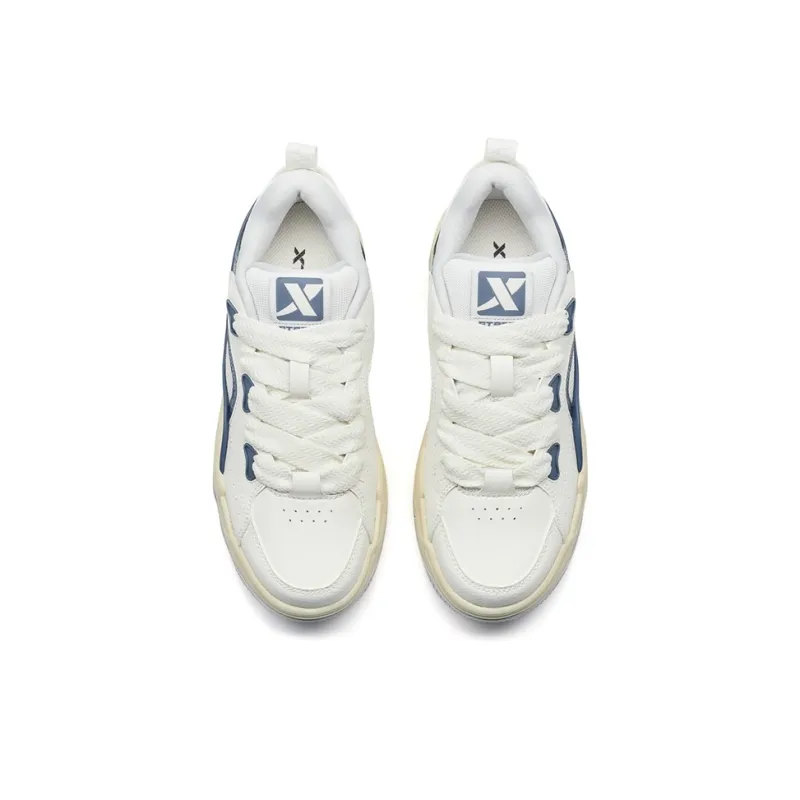 XTEP Reverse Skateboard Shoes Men Low Top Sail White/Gray Blue/Lunar Stone Gray-4