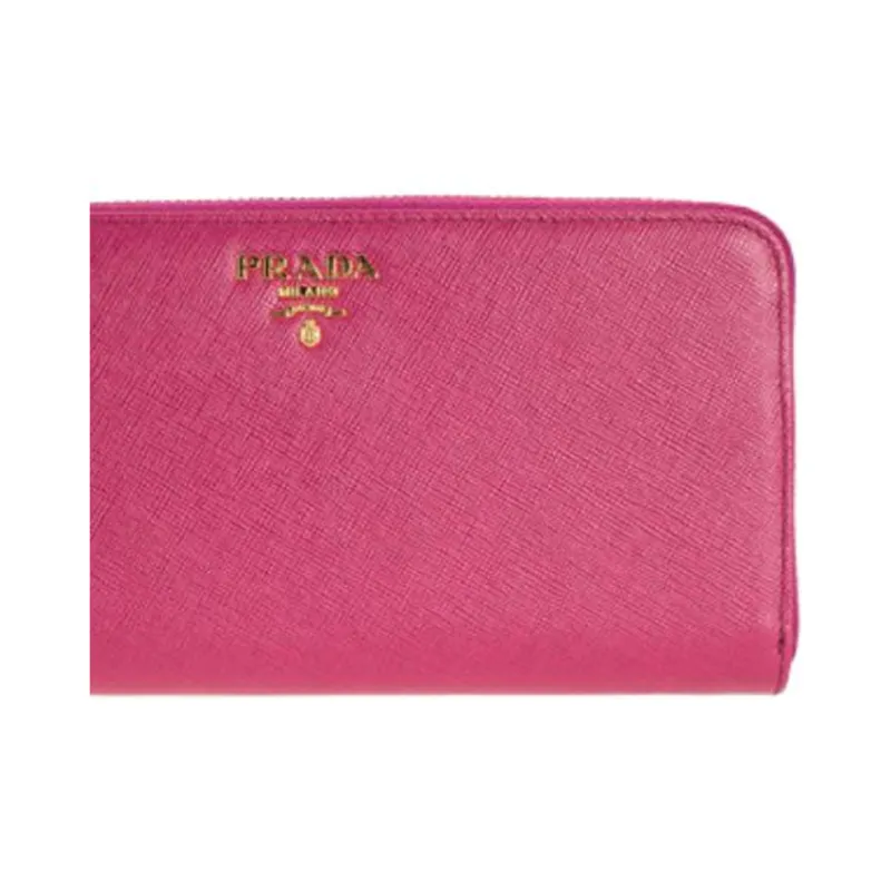 PRADA Cow Leather Wallet Women's Rose Red-1