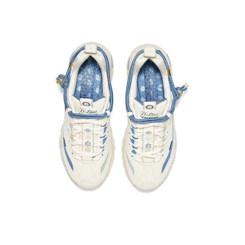Skechers DLITES Anti Slip Wear Resistant Low Top Chunky Sneakers Women's White Blue-2