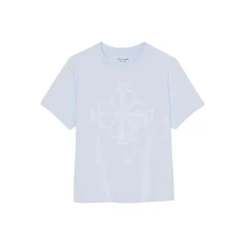Kate Spade Embroidery Monogram Logo Cotton Short Sleeved T Shirt T Shirt Women's Light Blue