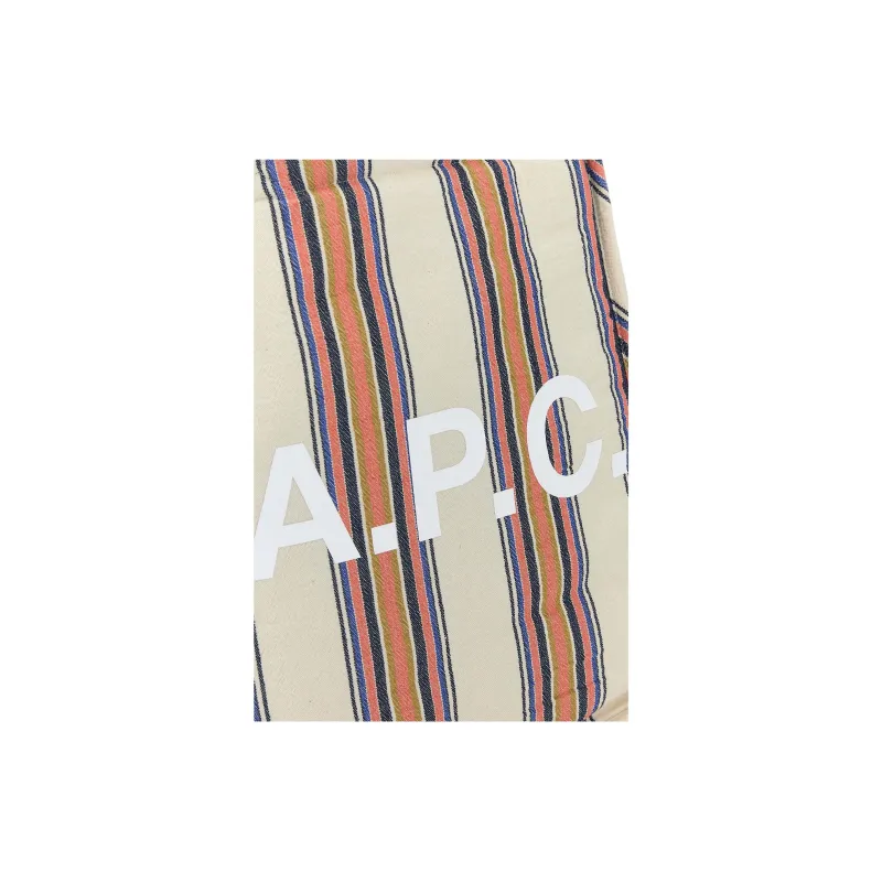 A.P.C Fabric Tote Bag, Shopping Bag, Shoulder Bag Women's Beige & Orange-3