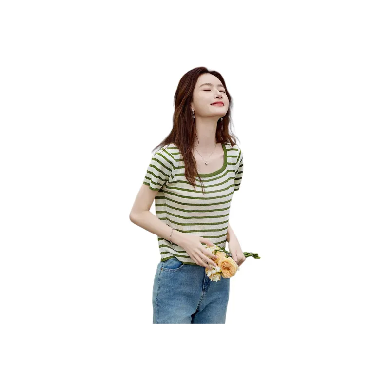Still quiet Knitwear Women's Green Stripes-0