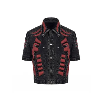 START EXCEED END Distressed Structured Short Sleeved Denim Jacket Unisex