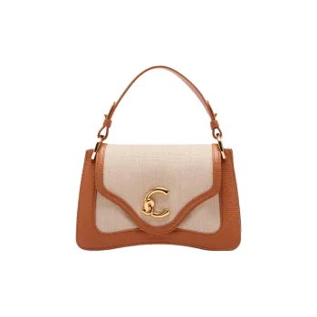 COCCINELLE C me Canvas Bag, Shoulder Bag, Crossbody Bag, Handbag Trumpets Women's Light Brown & Natural