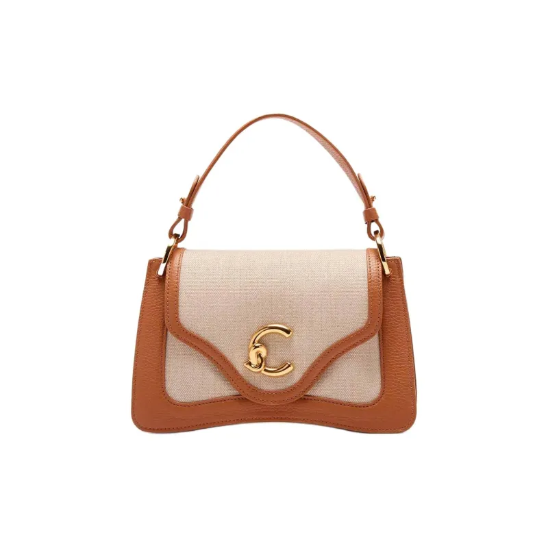 COCCINELLE C me Canvas Bag, Shoulder Bag, Crossbody Bag, Handbag Trumpets Women's Light Brown & Natural-0