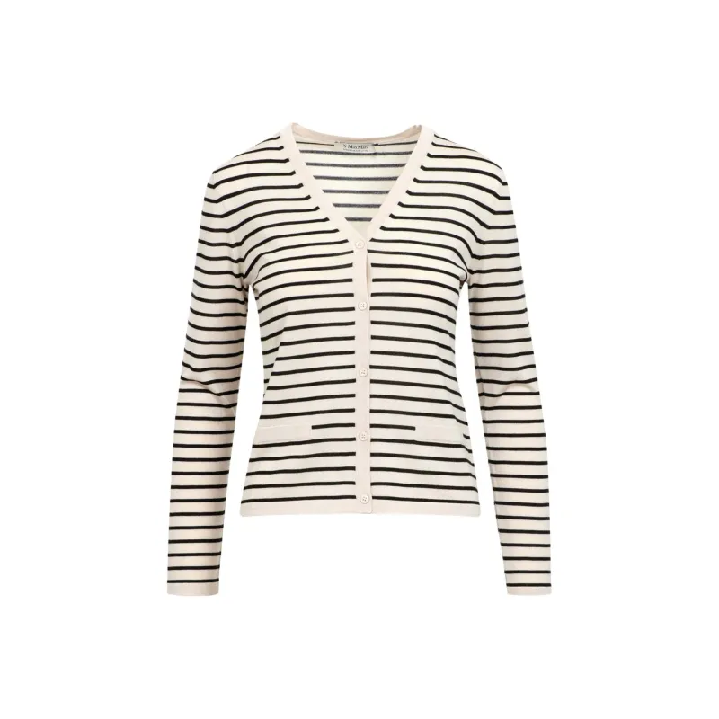 'S MAX MARA Striped V Neck Cardigan-0