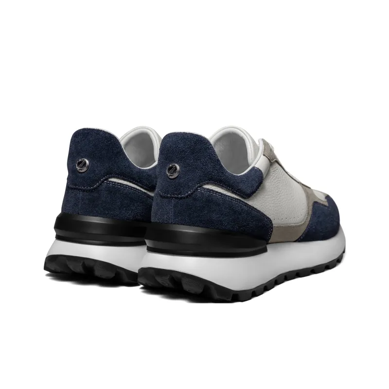 Zuti Support Height Increasing Breathable Low Top Skateboard Shoes Men's Blue White & Gray-3