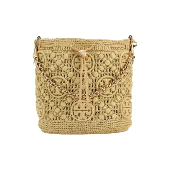 TORY BURCH Raffia Shoulder Bag Women's Beige