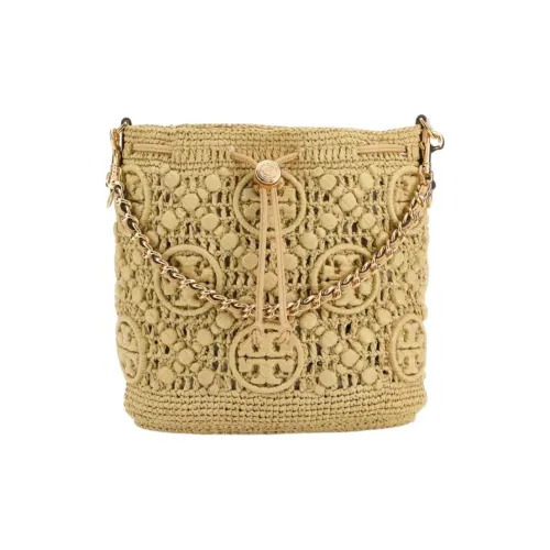 TORY Bucket Raffia Shoulder Bag Women's Beige