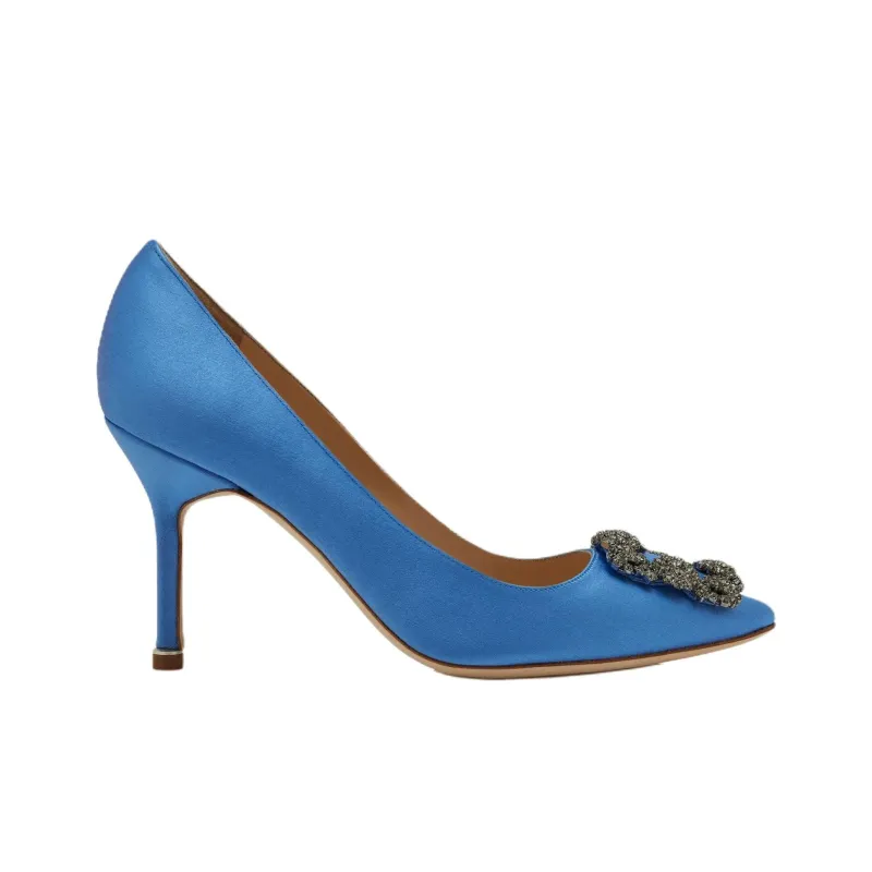 MANOLO BLAHNIK Hangisi Slim Heel High Heels 9cm Women's Light Blue-1