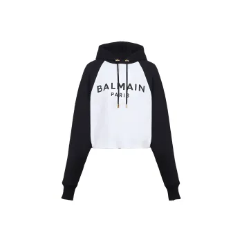 BALMAIN Logo Printed Drawstring Hoodie