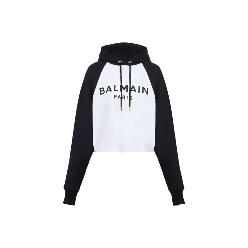 BALMAIN Logo Printed Drawstring Hoodie-0