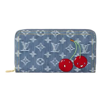 LOUIS VUITTON Takashi Murakami, Collaboration Zippy Denim Wallet Women's Blue
