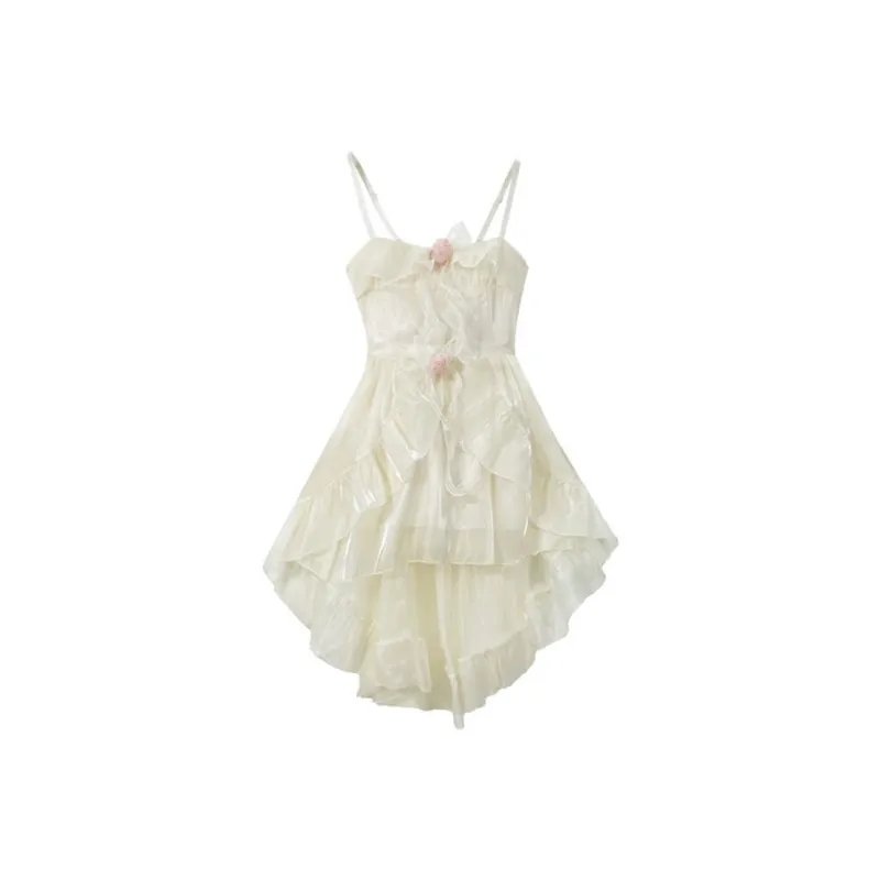 GUOZHEN Slip Dresses Women's White Apricot-0