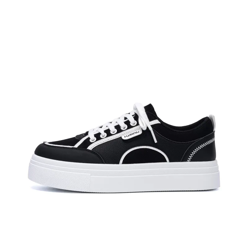 HUANQIU Coverage Lightweight And Breathable Low Top Skateboard Shoes Men's Black-0