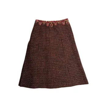 CHANEL 21K Fall Winter Premium Product Collection Casual Long Skirt Women's Red