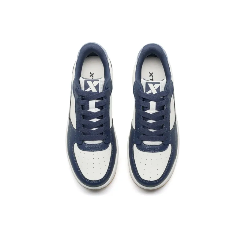 XTEP Wear resistant And Lightweight Low Top Skateboard Shoes Men's Blue White-3
