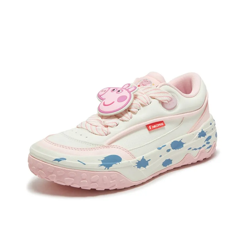 361° Anti Slip Wear Resistant Low Top Skateboard Shoes Women's White Pink-1