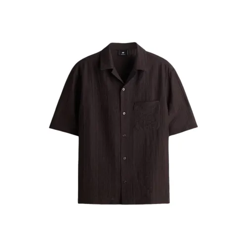 H&M Shirts Men Dark Brown