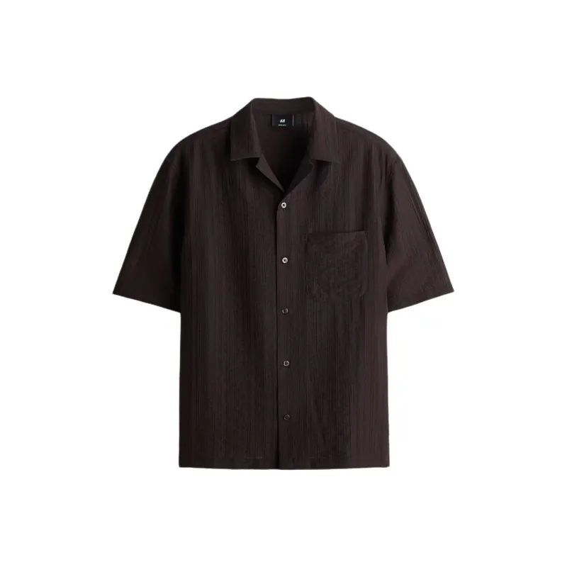 H&M Shirts Men Dark Brown-0