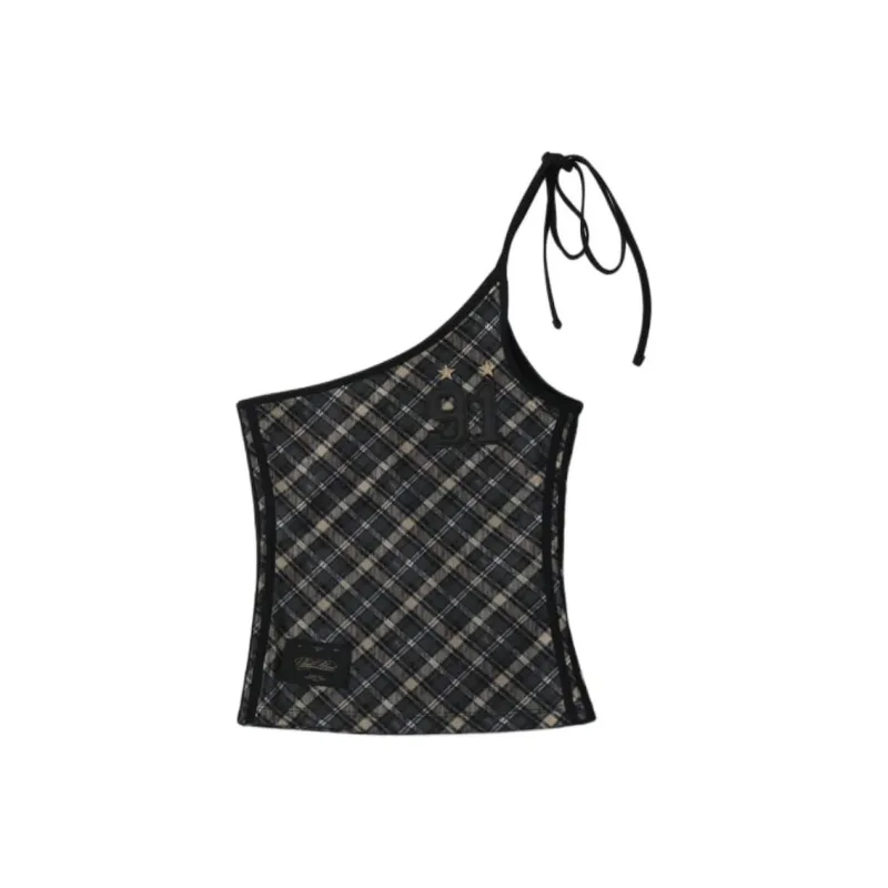 Badblood Tank Tops Women's Black Plaid-0