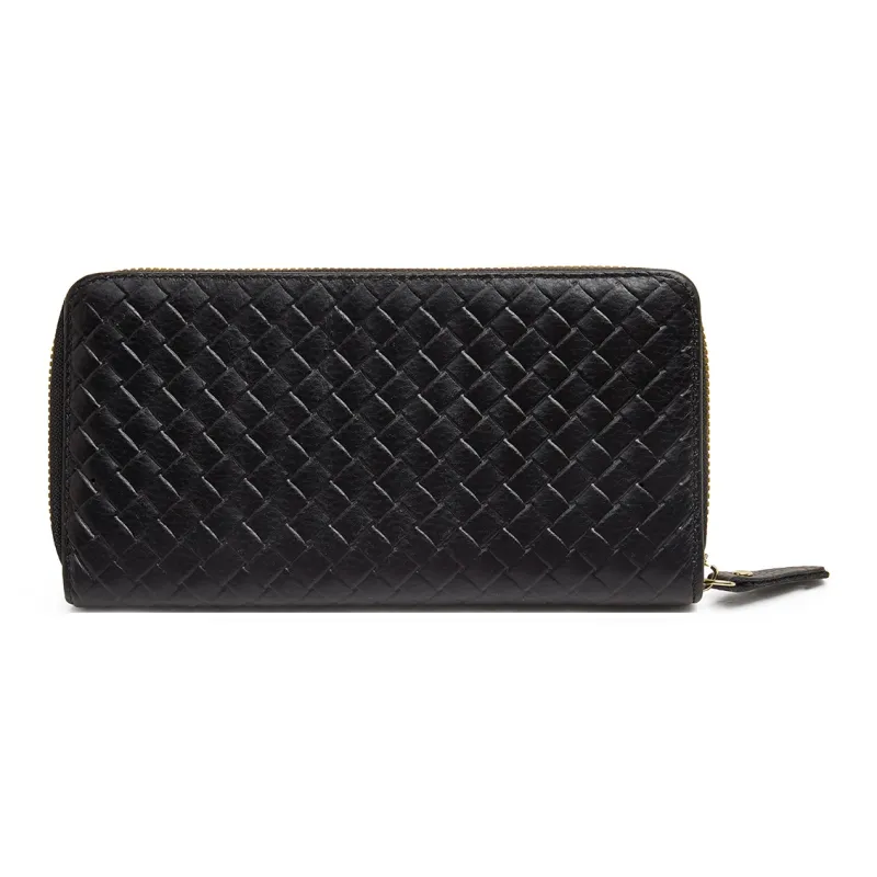 Old Man's Head Cow Leather Wallet Regular Men's Black-3