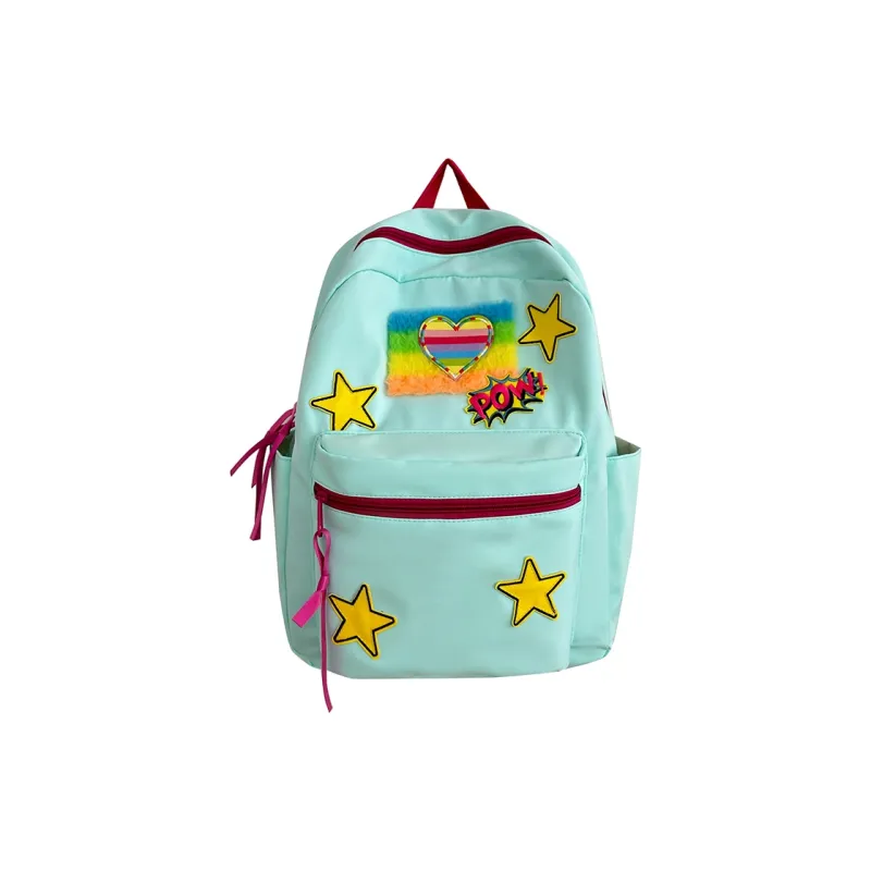 WICKBUEN Nylon Backpack Women's Black/White/Yellow-15