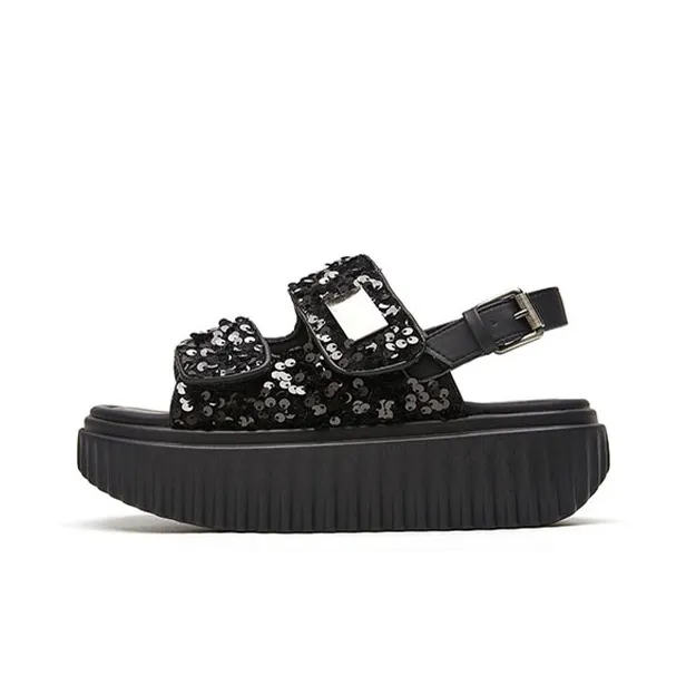 DAPHNE Beach Sandals Women's Black, Silver-0
