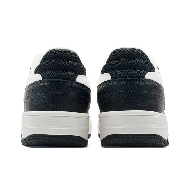 XTEP Abrasion Resistant Lightweight Slip Resistant Low Top Skateboard Shoes Men's Black Canvas White-4