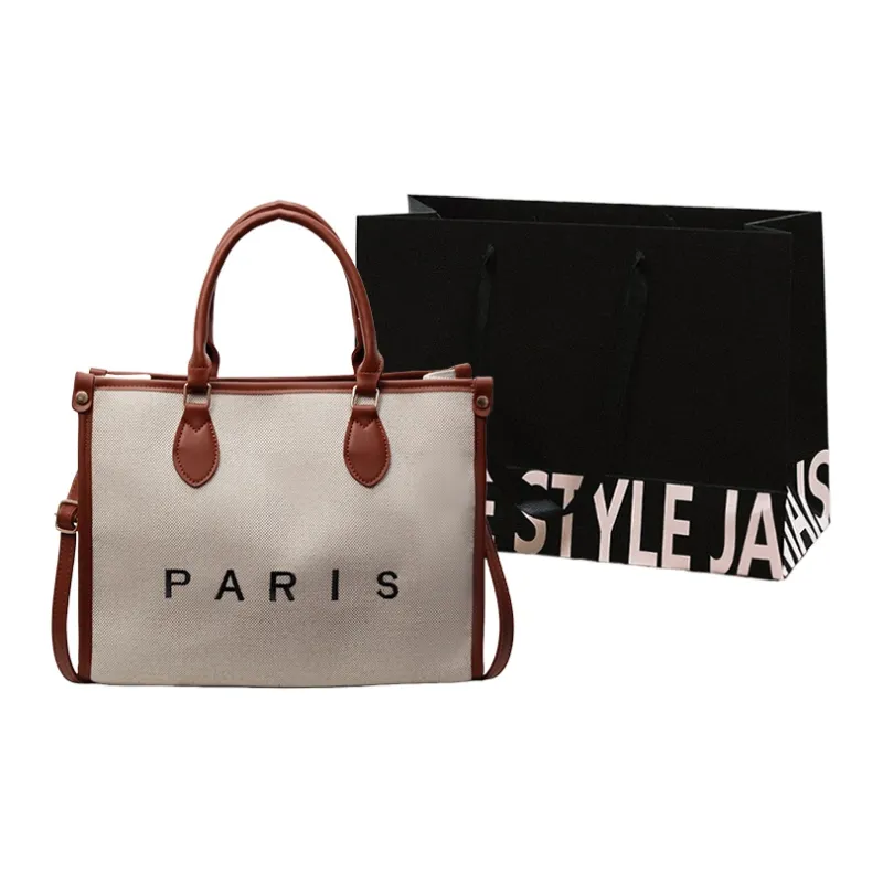 Cwatcun Fabric Tote One Shoulder Handbag Women's Black/Burgundy/Brown-8