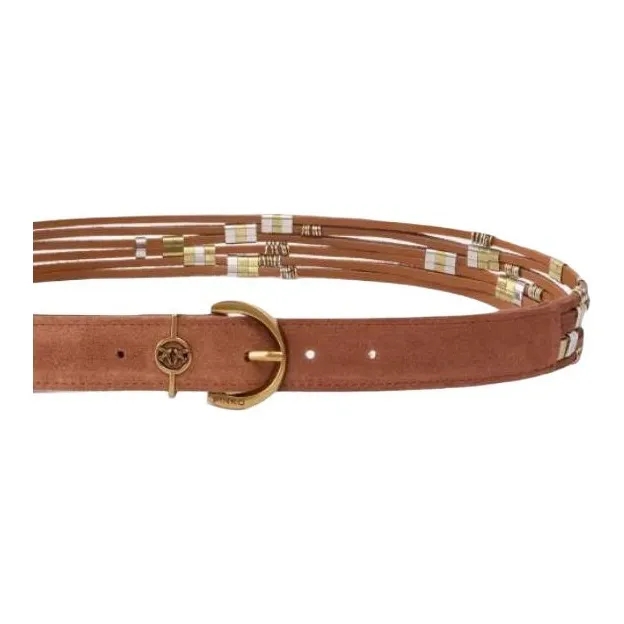 PINKO Suede Leather Belts Women's Umber Width 3CM-2