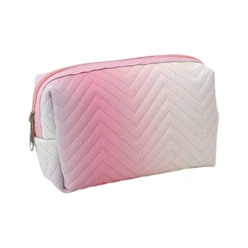QEEDNS Minimalist Women's PU Leather Gradient Multicolor 3D Effect Makeup Bags