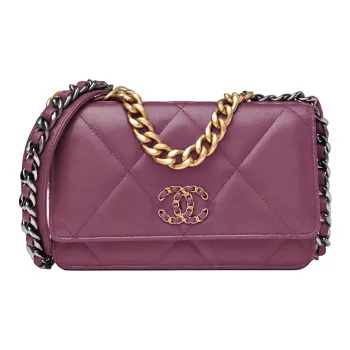 CHANEL 19Bag Lambskin Crossbody Bag, Shoulder Bag Women's Purple
