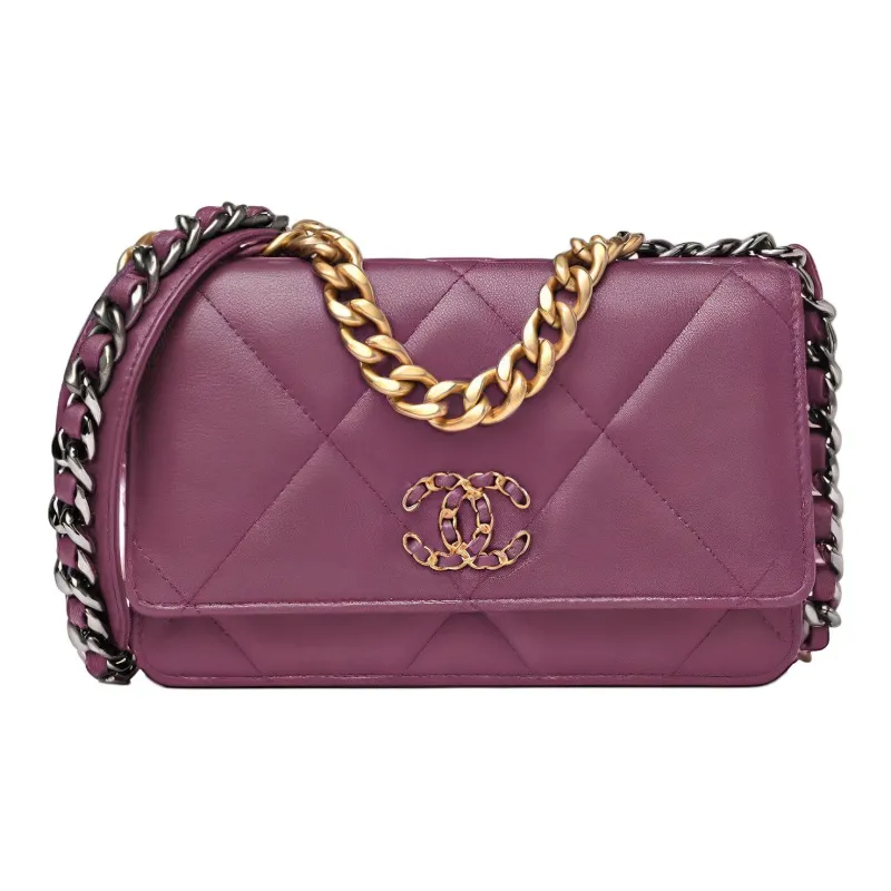 CHANEL 19Bag Lambskin Crossbody Bag, Shoulder Bag Women's Purple-0