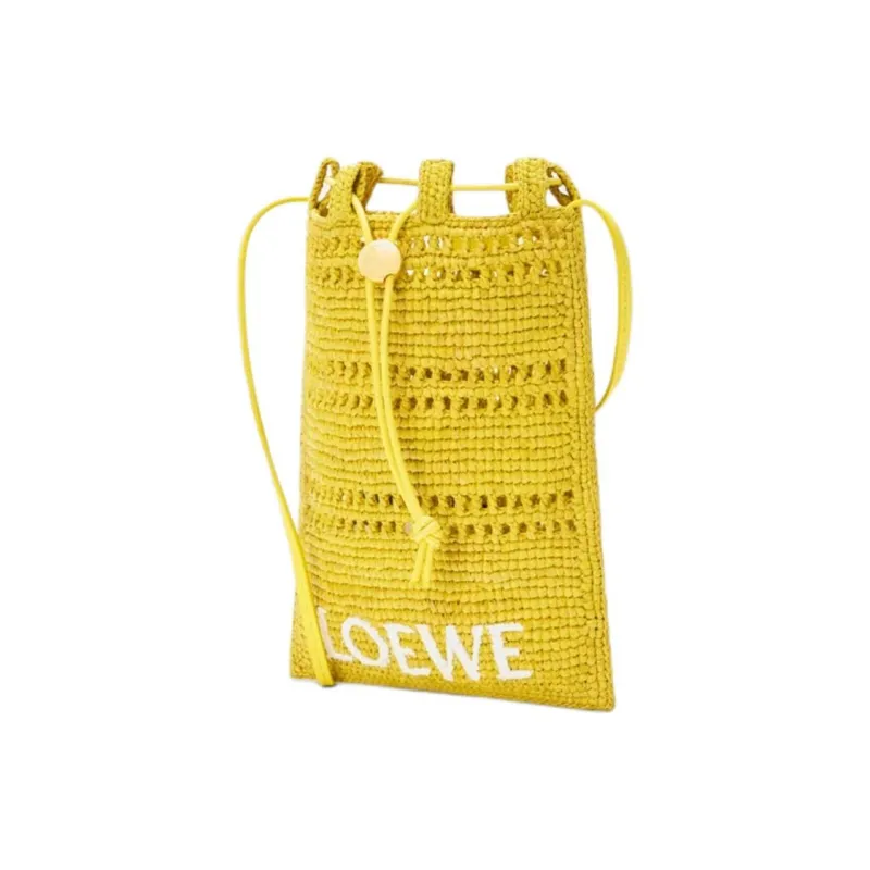 LOEWE Raffia Shoulder Bag Trumpets Unisex Gold-1