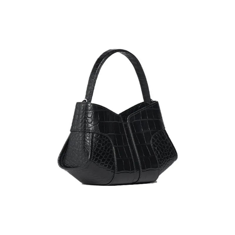 ZESH Calfskin One Shoulder Handbag Trumpets Women's Black-1