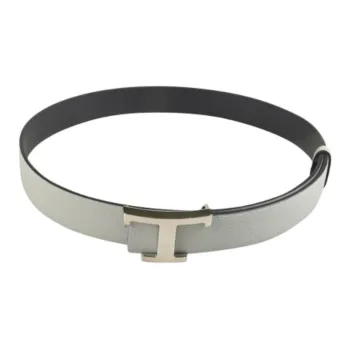TOD'S Calfskin Leather Belts Women's Gray 2CM