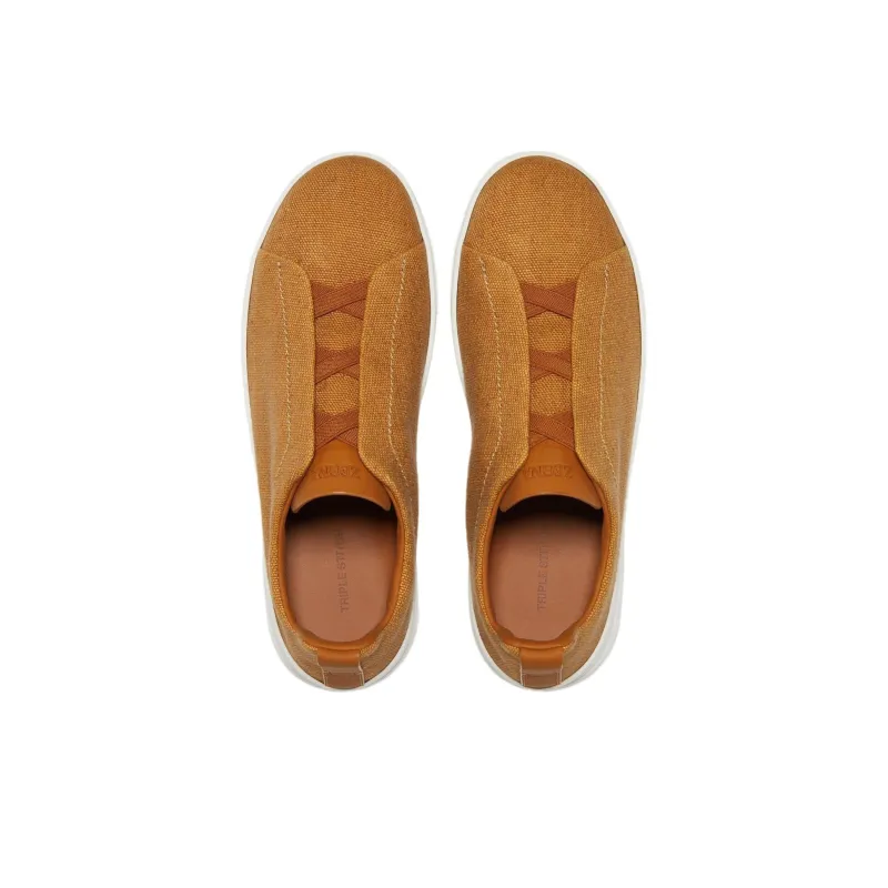 Zegna Triple Stitch Low Top Skateboard Shoes Men's Brown-3